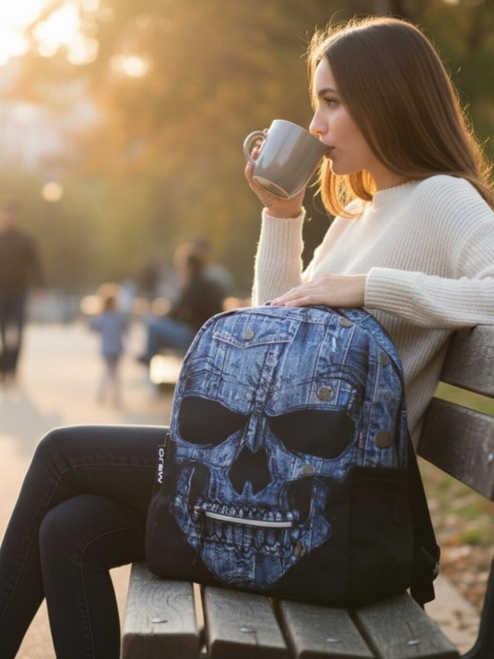 Mojo icon skull Full Size Padded school Backpack 18" x 17" - Picture 4 of 14
